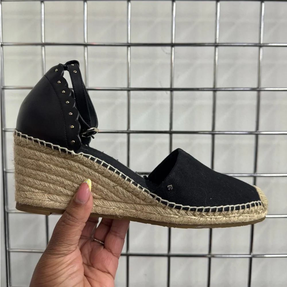 Kate Spade Paloma espadrille wedge sandals in black Womens size 9.5